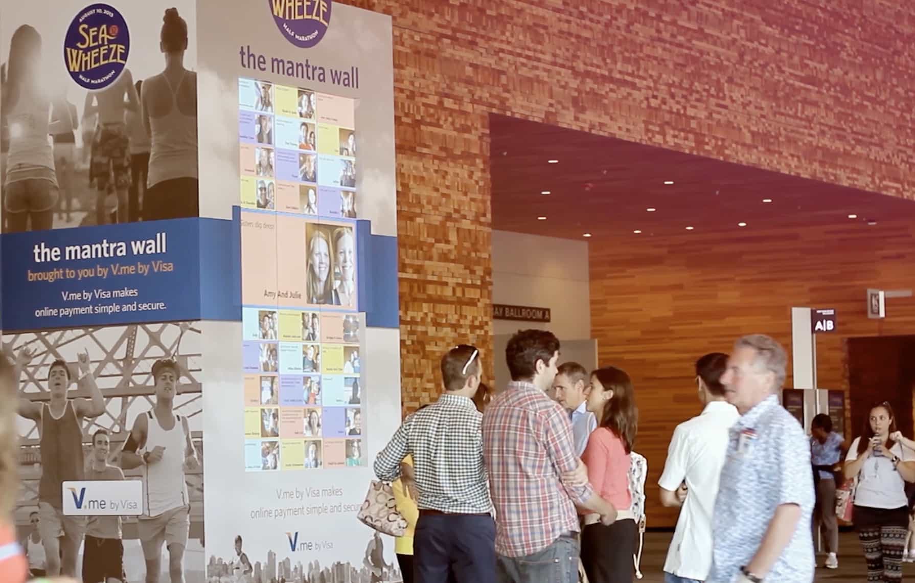 SeaWheeze mantra wall — the full 18-foot installation