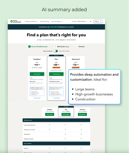 Pricing experiment — feature messaging on pricing cards