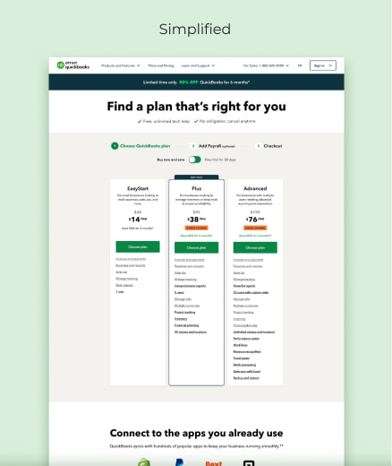 Pricing experiment — simplified plan lineup, four SKUs reduced to three